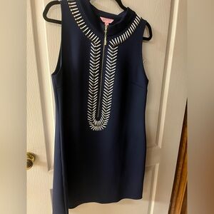 Reduced! Lilly Pulitzer Navy Blue and Gold Dress with embellished Design